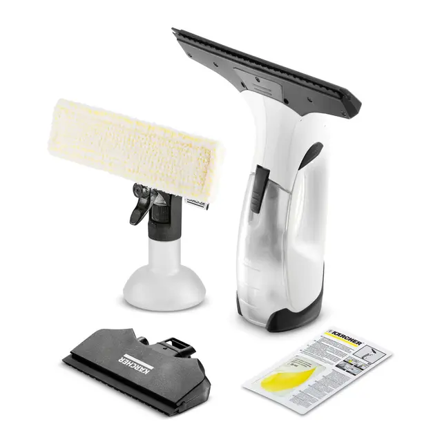 KÄRCHER Limpiadora de Cristales WV 2 Plus N, Autonomía Batería: 35 min, Indicador LED Estado Batería, 2 Boquillas Aspiración, Pulverizador, Paño Microfibra, 20 ml Detergente Limpiacristales
