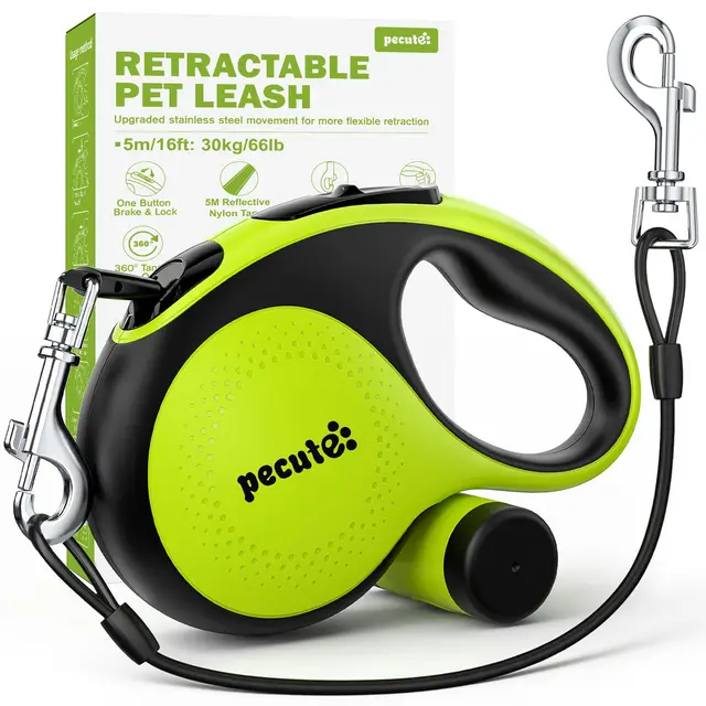 Correa Perro Extensible 5M, Correa Retráctil para Perros Mejorada a Prueba de Mordiscos, Control con un Solo Botón y Sin Enredos, Retráctil Correa para Perros Pequeñas y Medianos de hasta 30 kg