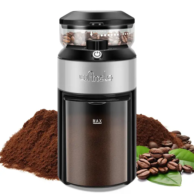 Molino de café de muelas Wancle con 28 ajustes, molienda precisa para una capacidad de 2 a 12 tazas, fácil de limpiar, diseño compacto y ahorrador de espacio, 220V