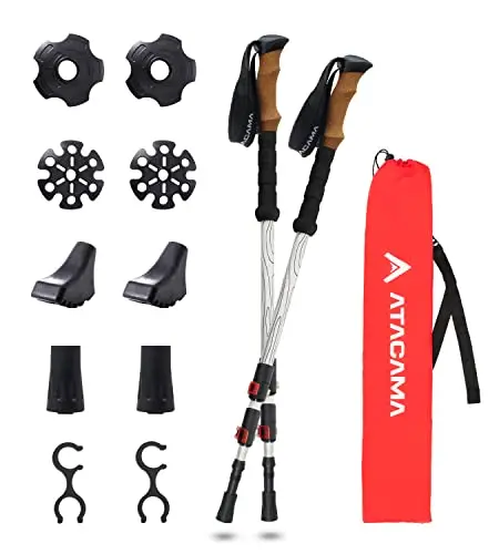 Atacama Bastones de Senderismo telescópicos, de Carbono 3K y Aluminio 7075, con Mango de Corcho, para Hombre y Mujer, Ajustables, fácilmente Extensibles