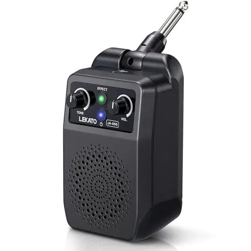 LEKATO Mini Amplificador Portátil 5W - Amplificador de Guitarra Eléctrica Recargable con Bluetooth y Multi-Effets Integrados