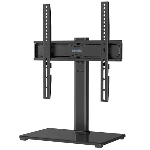 BONTEC Soporte TV Pie Giratorio Universal para 24-60 Pulgadas, Soporte de Pie para TV de Sobremesa con Altura Ajustable, Carga 45 kg, Máx. VESA 400x400 mm, Gestion de Cables, sin Taladro