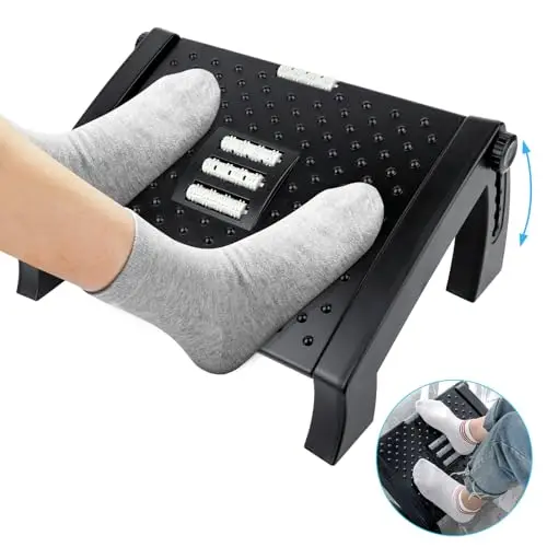VFANDV Reposapies de Oficina, Reposa pies Reposa pies Reposapies Escritorio Reposapiés Ajustable en 6 Niveles, Reposapiés Ergonómico para Oficina, Hogar, Viajes, Negro