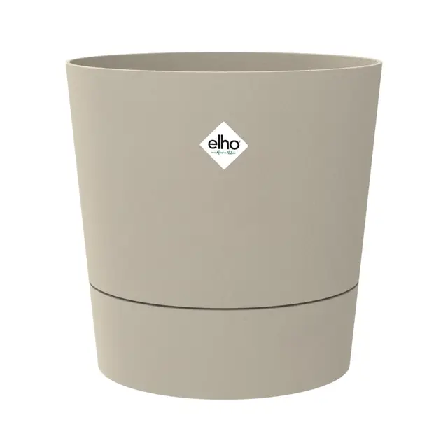Elho FOSS Rond 43cm - Maceteros Decorativos Interior & Exterior - 100% Plástico Reciclado - Ø 43 x H 42.5 - Beige/Mushroom Beige