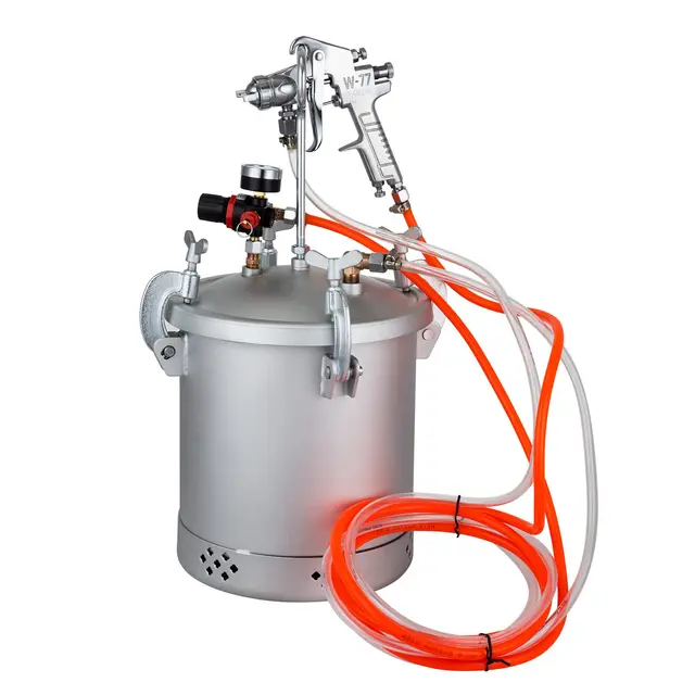 VEVOR Pistola de Pintura 10 L, depósito de Pintura 30 PSI, Sistema de pulverización, Soporte para Pintar Agua, Barnices, Superficies Finas para proyectos de Interior y Exterior