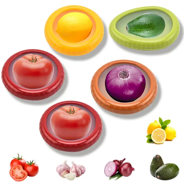 mumisuto Juego de 5 Recipientes de Alimentos para Nevera, Recipientes para fruta, conservación de alimentos para guardar pimiento verde, cebolla, tomate, limón, Frutas