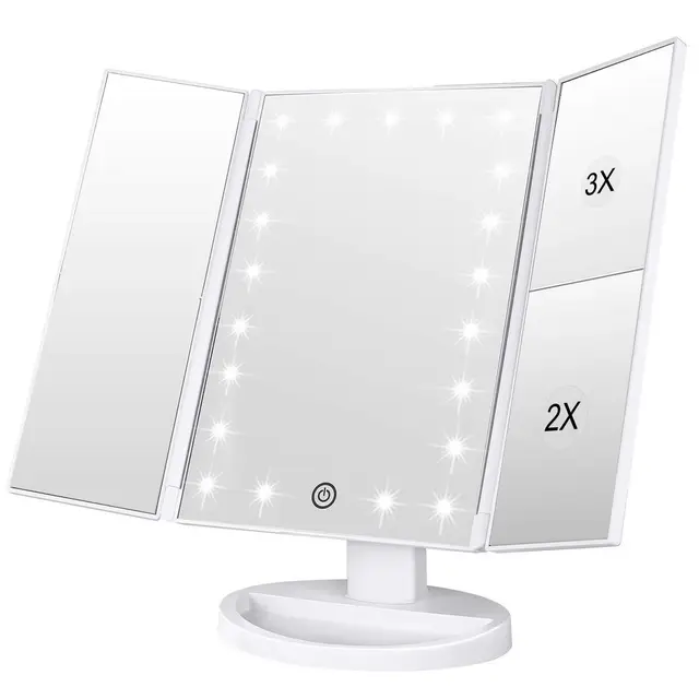 weily espejo maquillaje led 3 pliegues