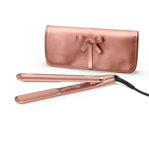 BaByliss Plancha de Pelo Rose Gold - Placas de cerámica, Peinado suave, Multivoltaje, Plancha de viaje, Calentamiento ultrarrápido en 15 s, 3 ajustes de calor hasta 235°C, Alisado fácil, 2598PE