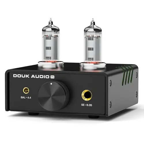 Douk Audio Mini Amplificador de Auriculares válvulas, preamplificador estéreo de Escritorio con Conector de 4,4/6,35 mm (aleación de Aluminio)
