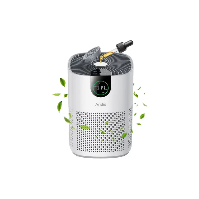 Purificador de Aire con Filtro HEPA - Filtro para Habitaciones Polen, Alergias, Olores y Pelo de Mascotas, con Esponja de Aromaterapia, 7.2W y 3 Velocidades, Silencioso Versión Mejorada