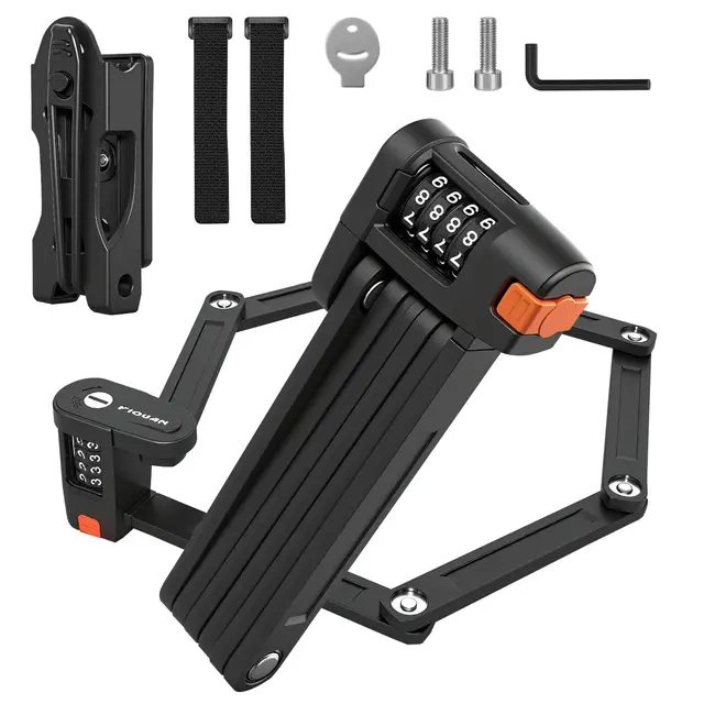 Candado Bicicleta Plegable, 88 cm 4 Dígitos Antirrobo Bicicleta con Soporte, Robusto Candado Plegable, Protección Antirrobo, Fácil de Llevar para E-Bike, Motocicleta, Scooters