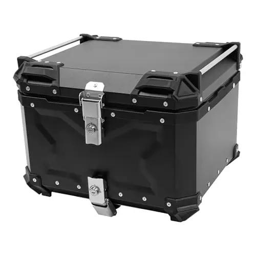 Maletín Topcase para motocicleta, maleta trasera de motocicleta de gran capacidad con candado de seguridad y llave, maleta universal para motocicleta, para casco, impermeable, guantes (55L)