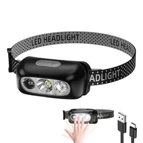 Frontal Led Recargable, Linterna Frontal Trabajo, Linterna Cabeza para Acampar, Montar en Bicicleta y Correr, Cuatro Modos de Iluminación, Adecuada para la Iluminación Nocturna en Pesca Accesorios