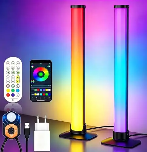 Barra de luz LED inteligente, lámpara RGB para juegos con sensor de movimiento PIR, 3 modos, Smart Luces LED con detector de movimiento, lámpara ambiental regulable para PC, TV, decoración navideña