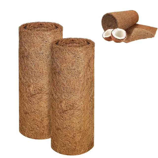 2 alfombrillas de coco para jardín, 100 x 30 cm, 100 % fibra de coco natural, protección para plantas de invierno, alfombrilla de coco para plantas en macetas, estera de tela, macetero, ventana, caja