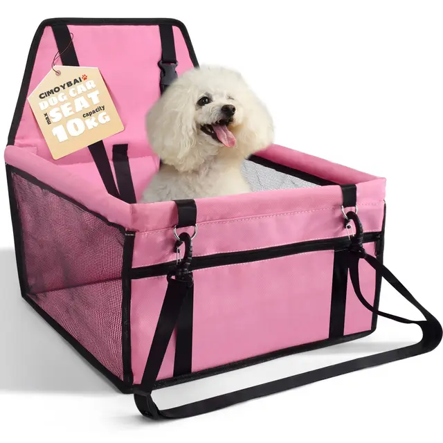 CIMOYBAI Asiento de Coche Extra Estable para Perros Pequeños y Medianos - Trasero, Oxford Transpirable, Lavable, Plegable (Rosa, L)