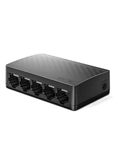 Tenda SG105 Switch Ethernet Gigabit de 5 Puertos, 10/100/1000 Mbps, RJ45, IEEE 802.3X, MDI/MDIX Automático, Modo Dúplex Completo, Plug y Play, No administrado, Sin Configuración, Silencioso, Negro