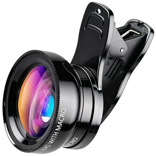 Kit de Lentes 2 en 1 para Móvil con Gran Angular 140° 0.45X, Macro 12,5X y Clip Universal, Juego de Lentes Universale para Teléfono Compatible con Samsung, iPhone y la Mayoría de Smartphones