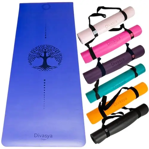 esterilla yoga antideslizante caucho natural, esterilla yoga gruesa máximo agarre, colchoneta yoga, extra ancha y gruesa (185x68x0,45cm), con correa de transporte, pilates