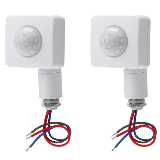 Greluma 2 Piezas Sensor de Movimiento infrarrojo del Cuerpo PIR AC 85-265V(220V), Rango de detección 12m a 160°, Orificio de Montaje de 10mm