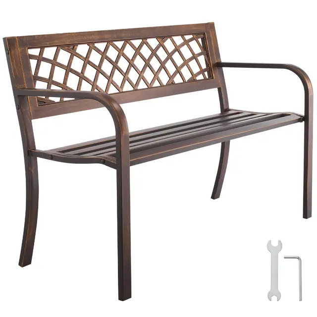 VEVOR Banco de Jardín 116 cm Acero al Carbono Bronce Antiguo