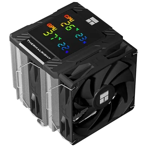 Thermalright Assassin 120 Digital Black - Refrigerador de CPU con torre doble y ventiladores dobles, pantalla digital AM4/AM5, Intel LGA1851/1700/115X/1200