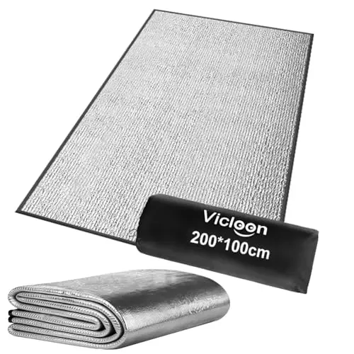 Vicloon Esterilla Aislante De Aluminio Esterilla Camping,Esterilla Aislante de lámina de Aluminio,Alfombra de Suelo Ultraligera Plegable,Resistente al Agua Picnic Espuma Eva Plegable