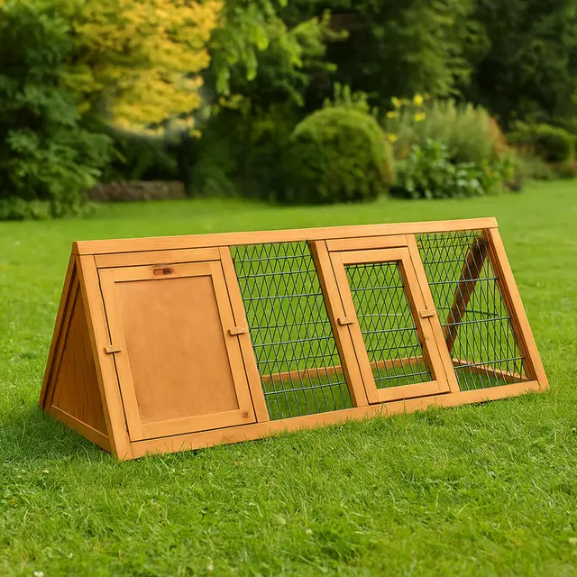 Home Discount - Conejera Triangular de Madera para Conejos y cobayas, Cierre de Puerta Exterior, tamaño Grande