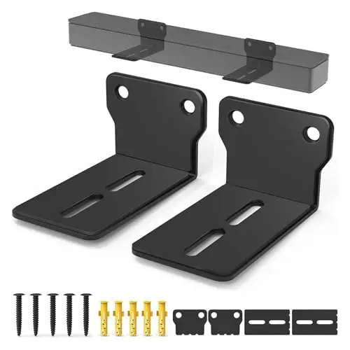 Soporte Altavoz Pared,Soporte de Pared para Barra De Sonido Kit de Instalación de Barra de Sonido Que Ahorra Espacio Soportes para Altavoz con Tornillos De Montaje En Pared (Negro)