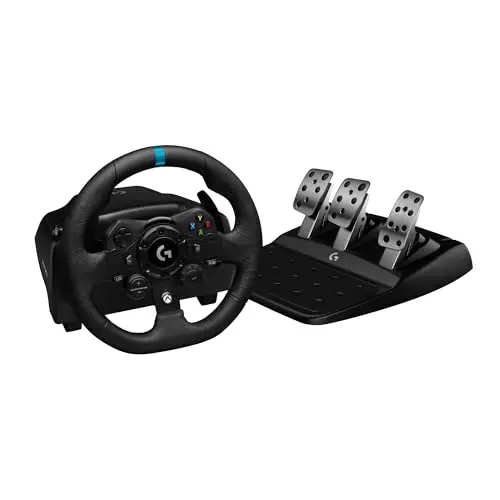 Logitech G G923 Racing Wheel and Pedals, Force Feedback TRUEFORCE,1.000 Hz, respuesta eficaz, control de salida de doble embrague, volante auténtico, para Xbox Series X|S, Xbox One y PC - Negro