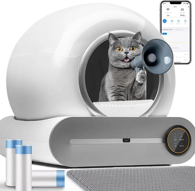 Arenero Gatos Autolimpiable, Caixa De Areia Cerrado para Gatos Automatico, 65L + 9L XXL, Desodorizante, Controlado por Aplicación, Cagadero Autolimpiable Grande, Adecuado para Varios Gatos