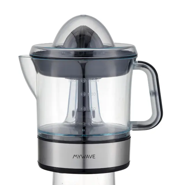 My Wave - Exprimidor Eléctrico sin Palanca - Rápida Extracción de Zumo - Potencia de 40W - Capacidad de 0,7 L - Asa para Sujetar - Cuerpo de Acero Inoxidable - Cono de Plástico