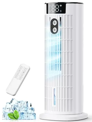 Aire Acondicionado Portátil 1000ML,Enfriador de Aire 4 en 1 Climatizador Evaporativo Silencioso,4 Modos Oscilación 90°,Temporizador de 2-10H, Control Remoto para Hogar y Oficina (blanco)