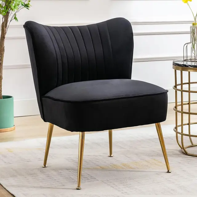 ya-home sillón nórdico terciopelo negro
