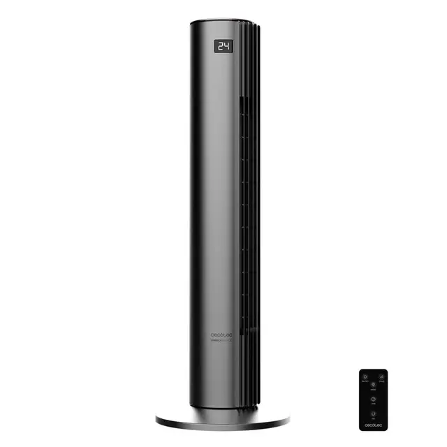 Cecotec Ventilador de Torre de 30" y Mando a Distancia EnergySilence 790 Skyline Smart. 45W de Potencia, Oscilación Automática 70º, Pantalla LED Táctil, Temporizador 12h, 3 Velocidades y 3 Modos