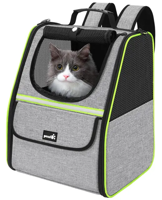 Pecute Mochila Transportadora para Gatos, Mochila Transportadora para Perros Pequeños, Bolso Transportador para Gatos para Viajes Senderismo Paseos en Bicicleta al Aire Libre