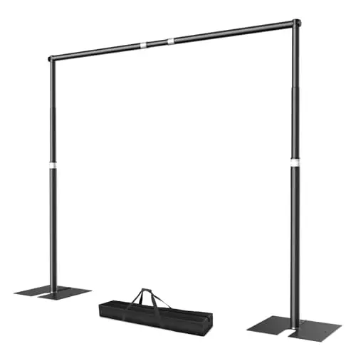 EMART Soporte para Fondo Fotográfico 3 x 3,6 m, Soporte Fondo de Alta Resistencia con Base de Acero, Sistema de Fondos Fotografico Ajustable Fotografía, Bodas y Fiestas