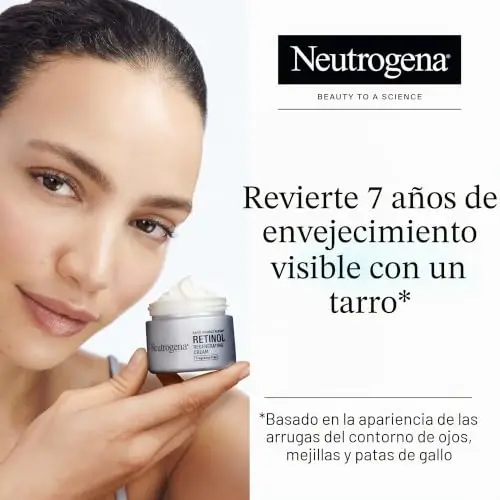 Neutrogena Rapid Wrinkle Repair fragancia libre Anti-Wrinkle Retinol crema hidratante con ácido hialurónico para cara y cuello, 1.7 oz