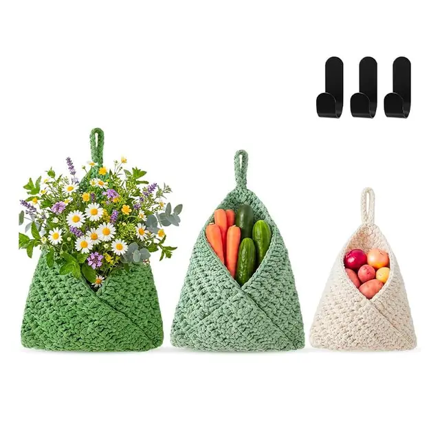 sukizifa set 3 cestas colgantes macramé