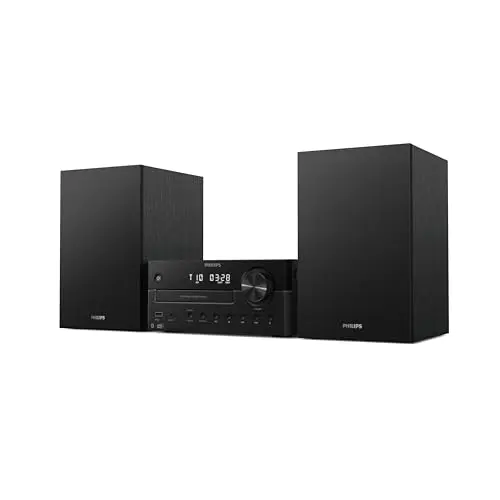 Philips TAM4555M2 Sistema Micro Hi-Fi –100W, Altavoces con Bass Reflex, DAB+/ FM, CD, USB, Entrada Audio, Bluetooth 5.4, Auracast, Control Remoto, Preconfiguraciones Sonido Digital, Embalaje Ecológico