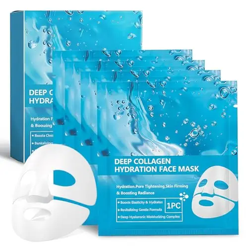 4pcs Mascarilla de Colágeno Facial Coreana - Bio Collagen Mask Overnight - Mascarillas Faciales con Hidratación Profunda y Antiarrugas - Colágeno para Rostro Tratamiento Nocturno