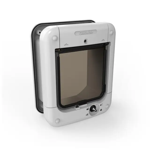 Cat Mate Puerta para Gatos Activada con Microchip para Gatos y Perros Pequeños, Fácil Instalación en Puertas de UPVC, Vidrio y Puertas de Madera