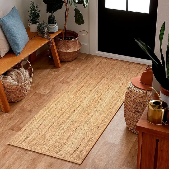 Prakriti Rugs - Alfombra india hecha a mano de yute natural, alfombra para exteriores, tamaño de la alfombra, 60 cm x 120 cm