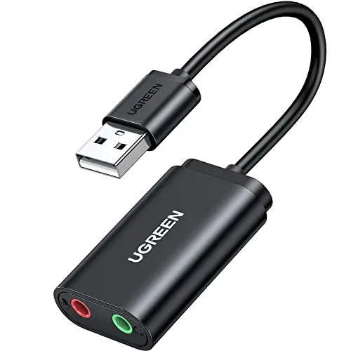 UGREEN Tarjeta de Sonido USB Externa Soporta Auriculares y Micrófono, Adaptador Audio Tipo C a Jack 3.5mm Compatible con PC, Macbook, MateBook, PS5/PS4, Altavoces, Amplificador