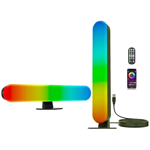 ThreeH Barras de luz LED inteligentes Lámparas de ambiente LED dobles con configuración de temporizador para sala de PC Gaming TV retroiluminación