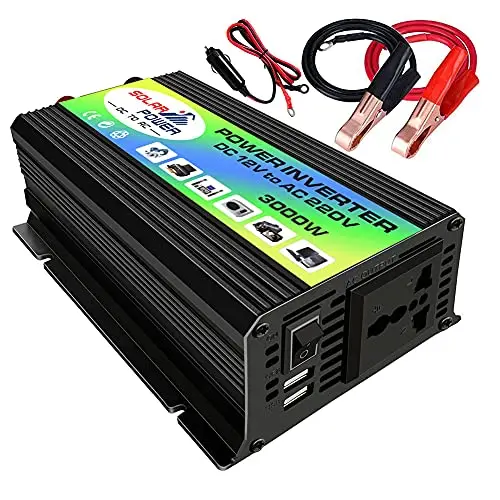 Inversor de Corriente para Coche de 12v a 220v 3000W,Convertidor de Transformador de Capacidad de Voltaje de inversor de Corriente para móvil Pad y Tableta(Potencia 300W)