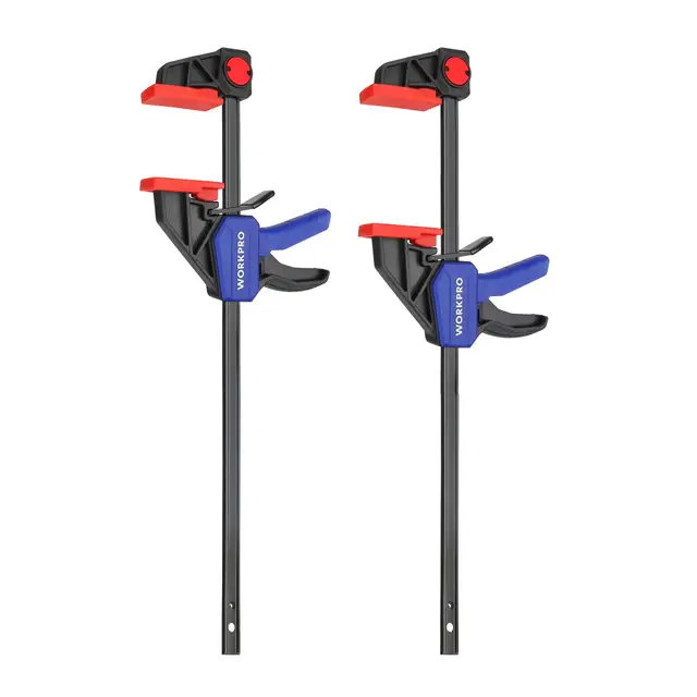 WORKPRO 2 Piezas Sargento de Barra 305 mm, Abrazadera de Barra, Set de Sargentos para Carpintería Madera, Fuerza de Sujeción 68 kg, Acero y Nylon para una Fijación Precisa