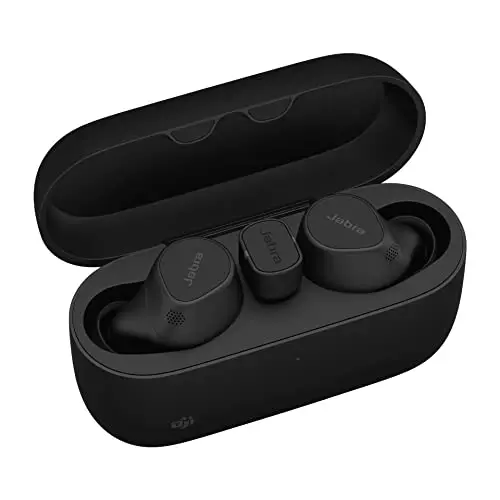 Jabra Evolve2 Buds, Auriculares Bluetooth Intraaurales Inalámbricos, Cancelación Activa de Ruido y Tecnología MultiSensor con 4 Micrófonos, Certificados para MS Teams, Negro