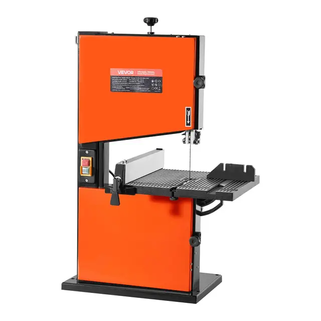 VEVOR Sierra de Cinta para Madera con Motor de 373 W, Altura de Corte de 90 mm, Ancho de Corte de 229 mm, Mesa de Aluminio Fundido de 300 x 300 mm, con Luz de Trabajo de 360°, para Carpintería