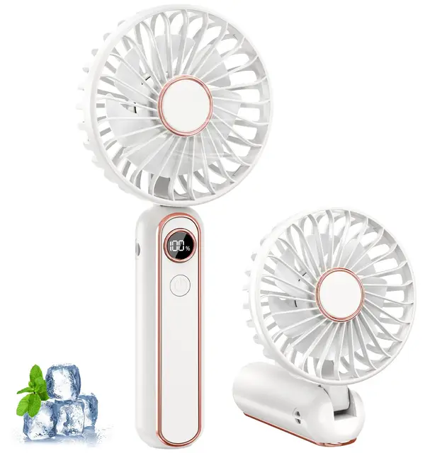Ventilador de Mano Portatil, 6 Velocidades Mini Ventilador Portatil Silencioso USB Recargable, Ventiladores Mano con Batería 4000mAh, Ventoinha Portable Plegable Fan para Camping Viajes Hogar